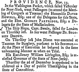 Providence Gazette - 1784-11-13 - Dixon