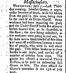 Salem Chronicle 1786-06-15 - Johnson Green
