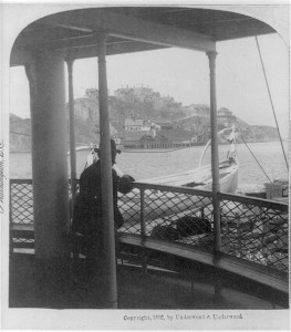 Boat with Alcatraz - c1902